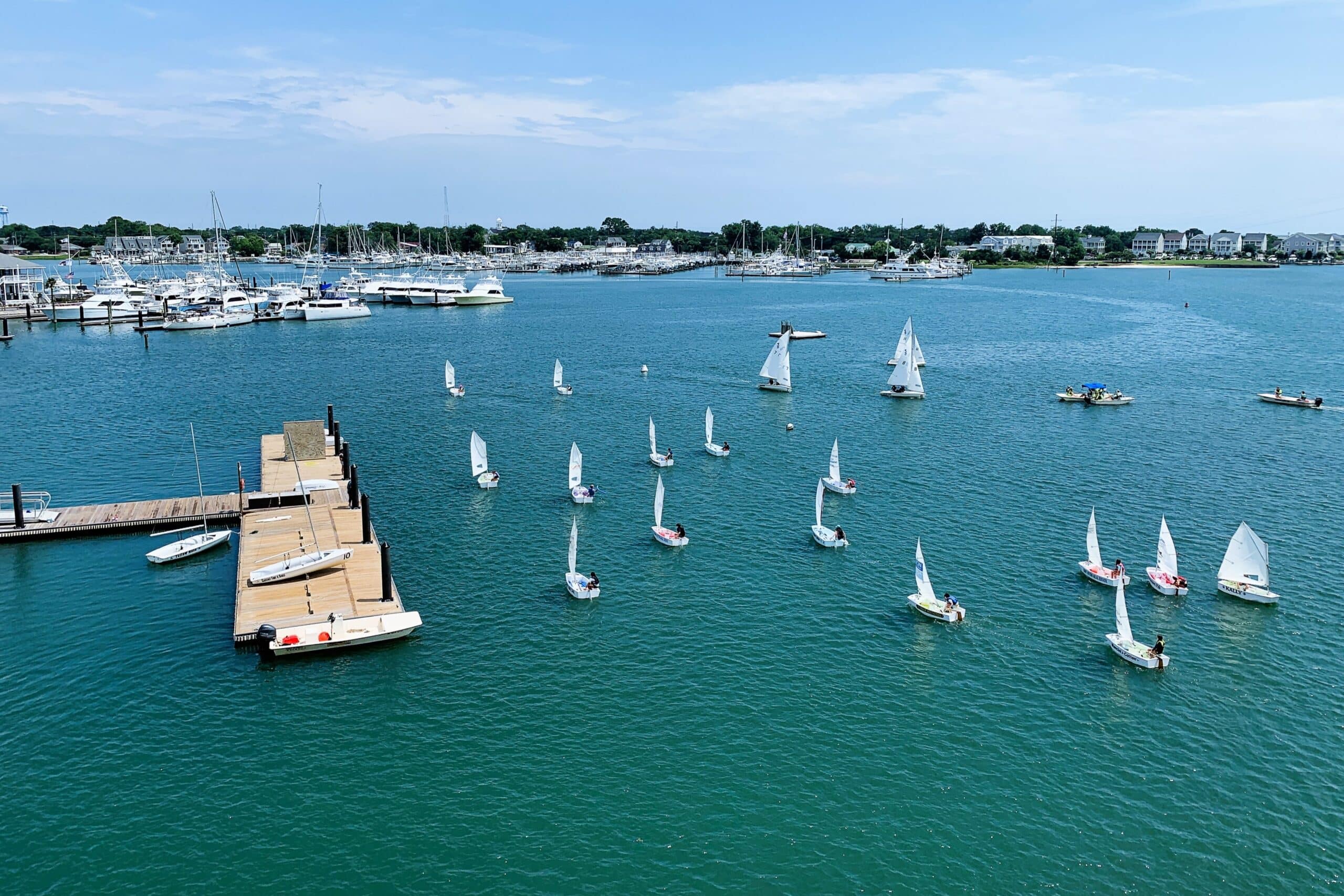 Young sailors participating in a sailing program