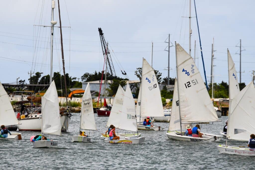 Young sailors learning to sail in Beaufort